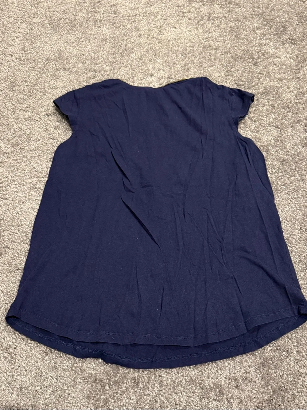 Michael Kors Navy Short Sleeve Tee with Gold Zip Pull